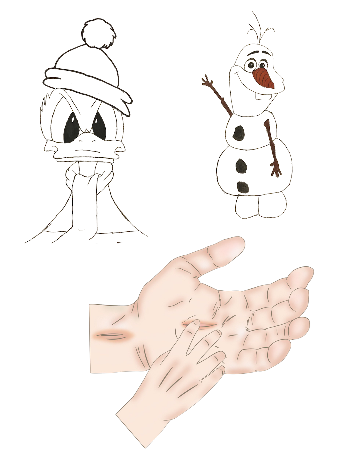 Here are some of Veronica's character sketches from term 2. She also created a digital sketch of the hands.