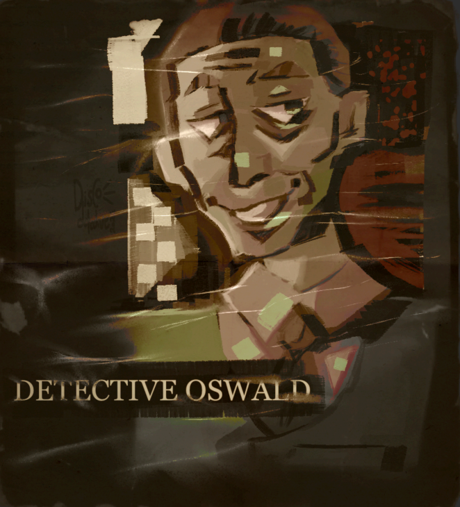 Daniel created this piece digitally, using Procreate. He was inspired by the painterly style of the portraits in a detective game called Disco Elysium. 